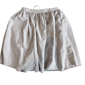 Giannetti 100% Linen Classic Oatmeal Cream Skirt w Ribbon Raw Hem USA Made M 32”